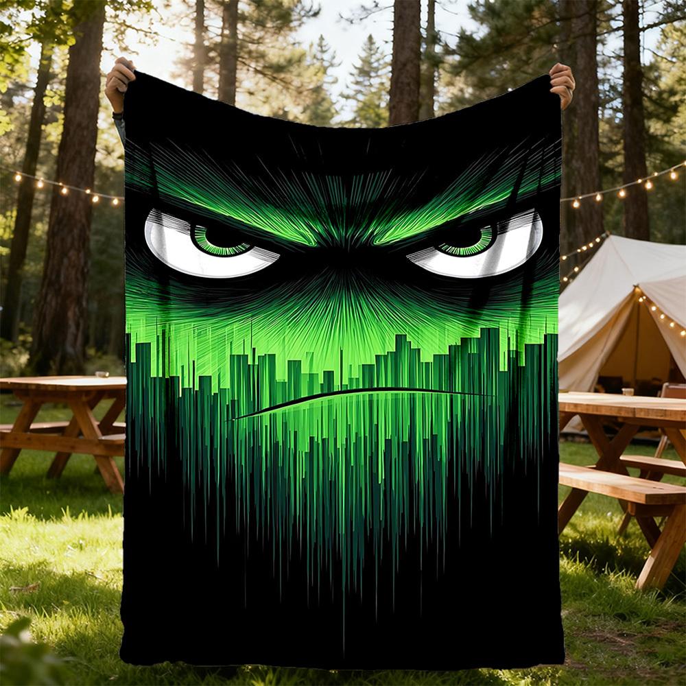 1PC Hulk Eyes Outdoor Flannel Throw Blanket - HD Printed Lightweight Soft Warm All-Season Blanket for Sofa, Bed, Travel, Camping 084