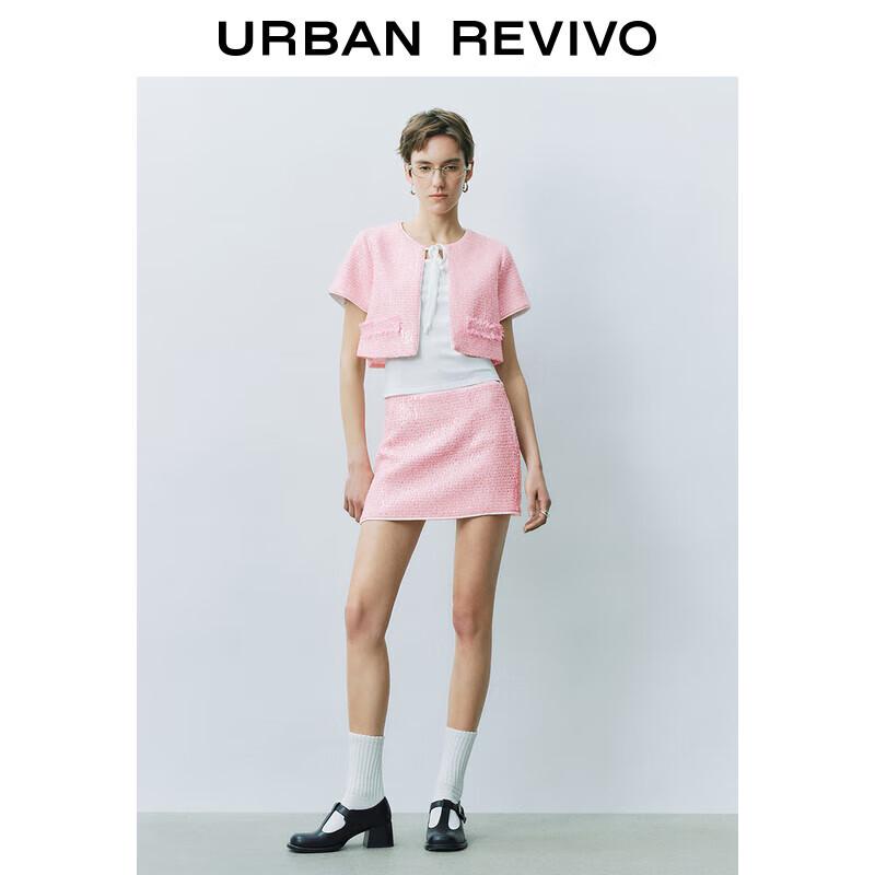 UR 2025 Spring Women s Sequin Tie-Waist Short Sleeve Jacket M