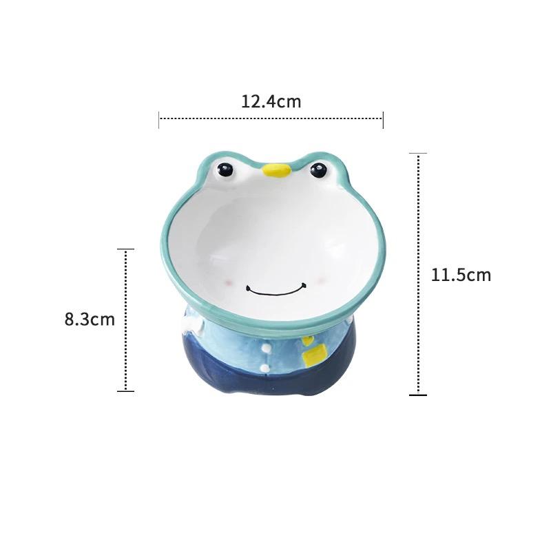 

Creative Cartoon Frog Shaped Pet Bowl, Anti Overturning Drinking Water Food Oblique Mouth, Cat Bowls, Neck Protection, 1Pc