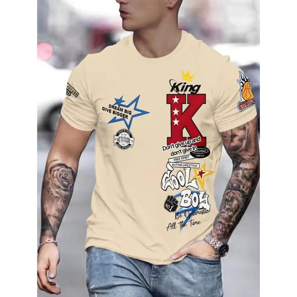 Heißer Verkauf Neues Herren-Pokerwürfel-Printmuster Rundhalsausschnitt Atmungsaktives T-Shirt Outdoor Hautfreundliches Lässiges Oberteil