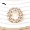 Elegant Clothing Jewelry Faux Pearl Rhinestone Ring Brooch, Hollow Circle Alloy Lapel Pin, Decoration Pin Sweater Cardigan Coat Suits Accessories,