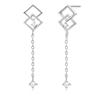 Doppel-Diamant-Hängeohrringe aus 925er Silber