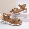 Women's Summer Wedge Platform Casual Sandals Sequined Rhinestone One-Strap Thick-Sole Shoes