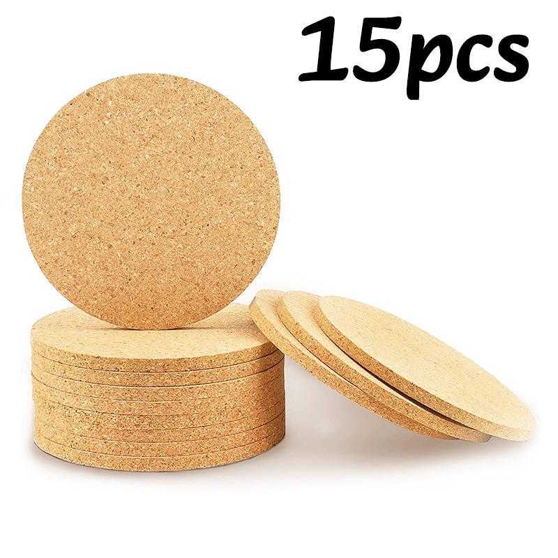 1-11pc Cup Mat Natural Round Wooden Pad Heat Resistant Non-slip Round Coaster Wine Glass Coasters Home Table DIY Decoration