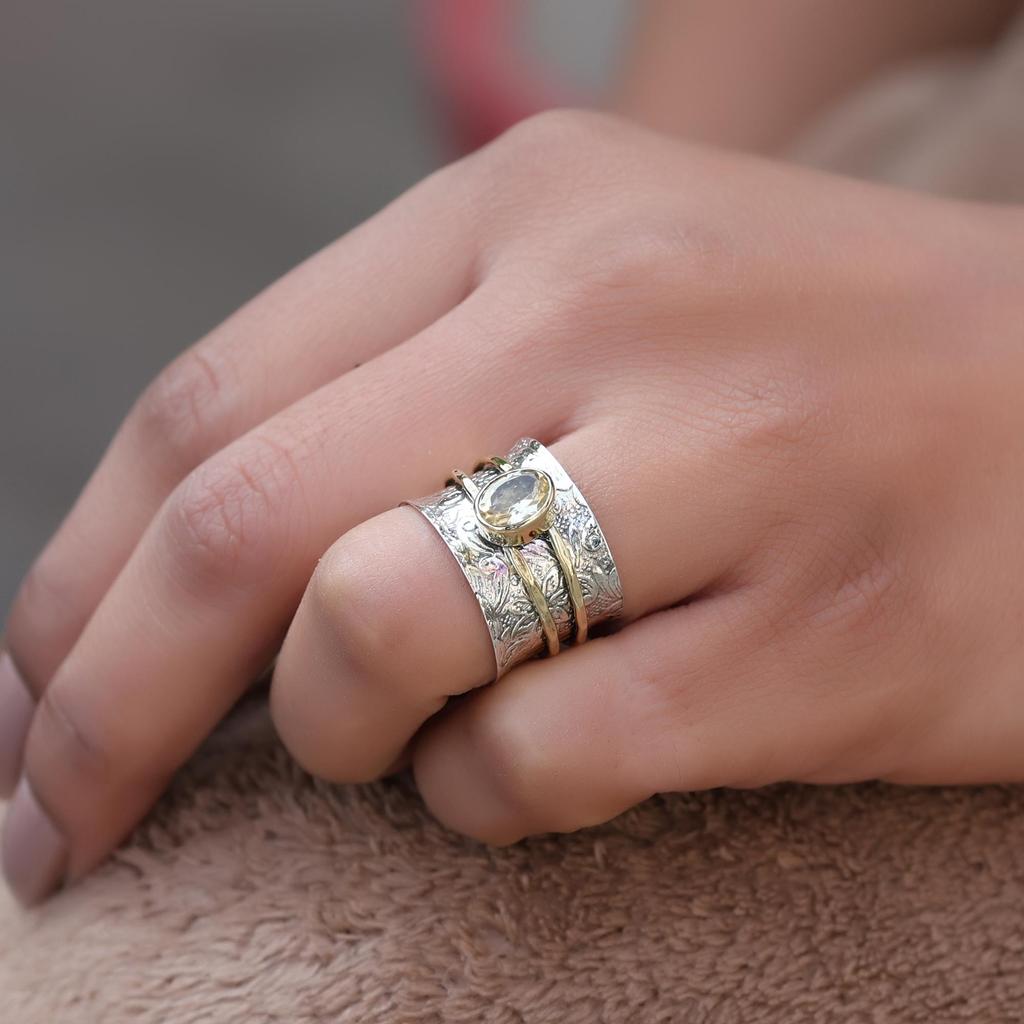 Meditation Spinner Ring, Silver Jewelry, Anxiety Ring, Fidget Ring, Birthstone Jewelry