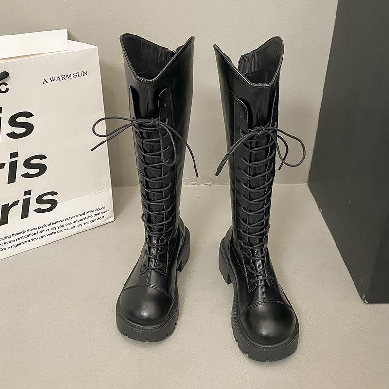 

Boots Women s 2025 New Autumn Coarse Heel High Heel Boots Small Tall Martin Boots Platform Knight Boots 40 чёрный