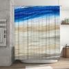 Blauer und weißer abstrakter Duschvorhang mit Strandszene zur Badezimmerdekoration Bedruckter Duschvorhang Wasserdichter Stoff Größe 180X200