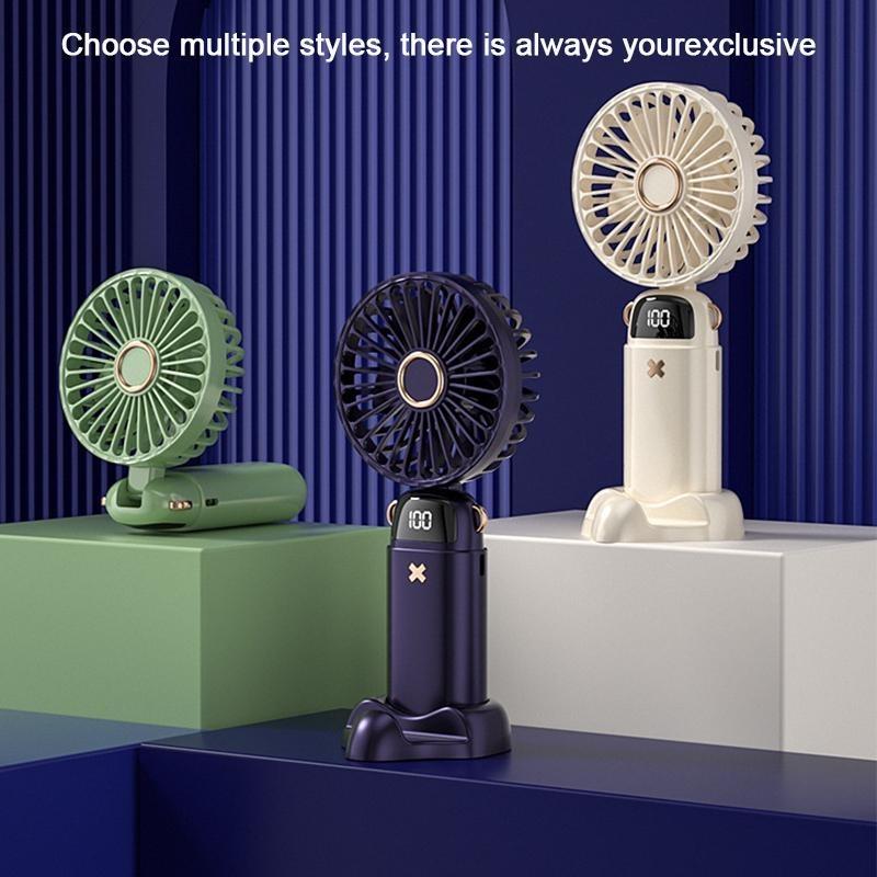 1PCS Mini Portable Fan With Smart LED Digital Display 5 Speed Adjustable Rechargeable Handheld Fan Mini Fan