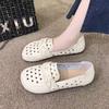 Soft leather flat-soled hole shoes, new in the summer of 2025, one-pedal soft-soled lazy hollow breathable women's shoes sandals