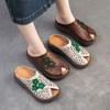 Johnature Дышащие тапочки с открытым носком в стиле ретро, ​​повседневные универсальные женские туфли на танкетке из натуральной кожи