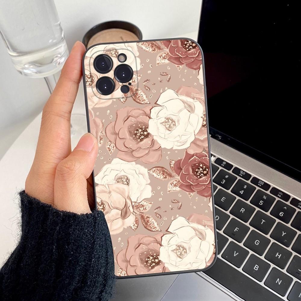 Beautiful Gold Rose Phone Case Silicone Soft For Iphone 16 15 14 13 12 11 Pro Mini XS MAX Plus X Cover