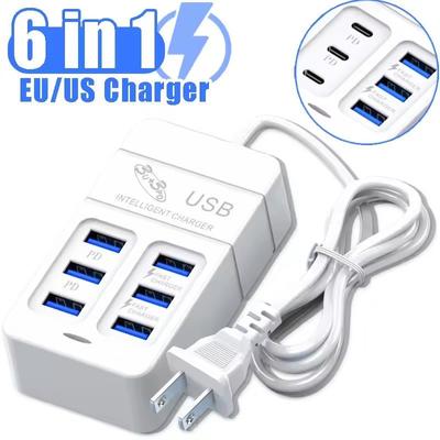 35 W mitme pordiga USB vooluriba laadija kiirlaadija laadija pistikupesa pistiku adapter mobiiltelefon EU USA pistik C-tüüpi laadijad