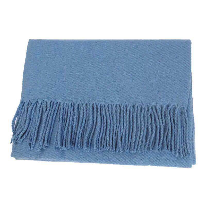 Warm Solid Color Cashmere Wool Scarf Winter Tassel Unisex Shawl Solid Color Scarf for Women