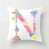 Flower 26 Letters Alphabet Decorative Cushion Cover Polyester Pillowcase Throw Pillow Cover Home Decor Fundas De Cojin 45X45Cm