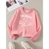 Horse Girl Horseshoe Design | 2026 New Girls' Long-Sleeve Casual Crewneck Sweatshirt | Suitable For Outdoor Sports And