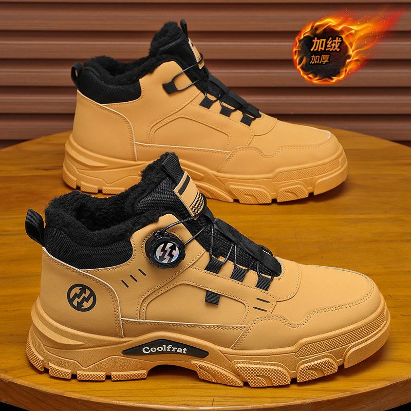 Winter Samt High-Top Martin Stiefel Herrenschuhe trendige vielseitige Arbeitsschuhe Herren Dicksohlige verdickte warme Baumwollschuhe kurze Stiefel