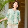Women's Summer Loose Fit Round Neck Half Sleeve Blouse