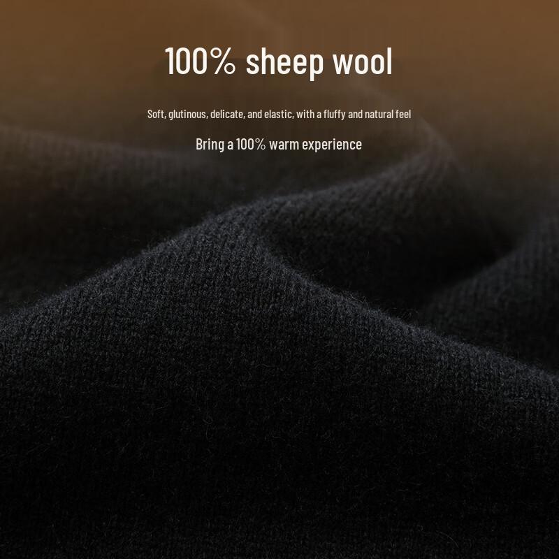 Futing Men's 100% Merino Wool Heavyweight Round Neck Pullover Sweater