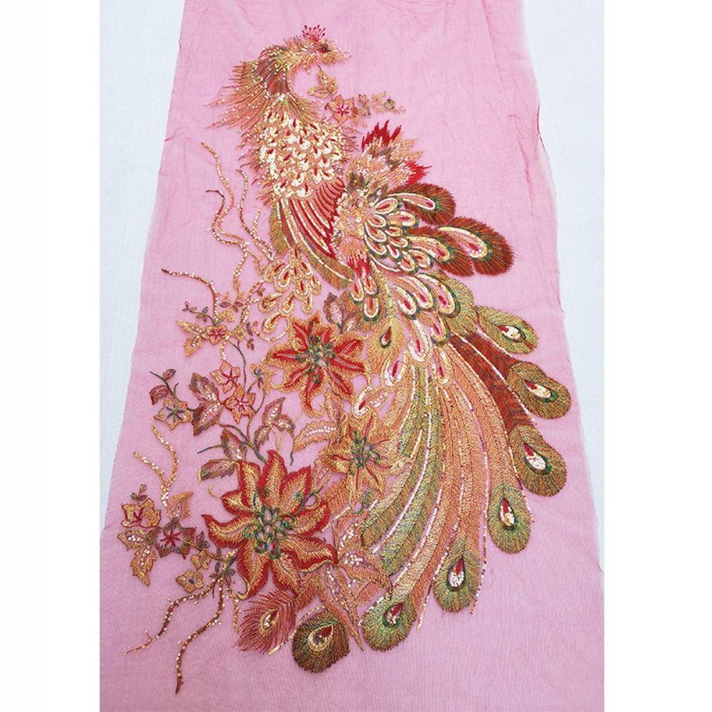 130X60CM Lace Fabrics Applique DIY Embroidery Sequin Lace Applique  Wedding Bridal Gown Party