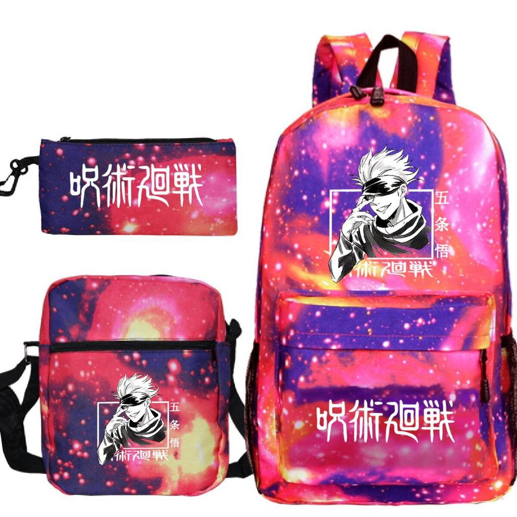 Riman surrounding youth trend leisure backpack travel backpack student schoolbag pencil bag three-piece set