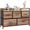 Meuble de rangement commode 5 tiroirs en tissu 98 x 29 x 63 cm structure en acier noir