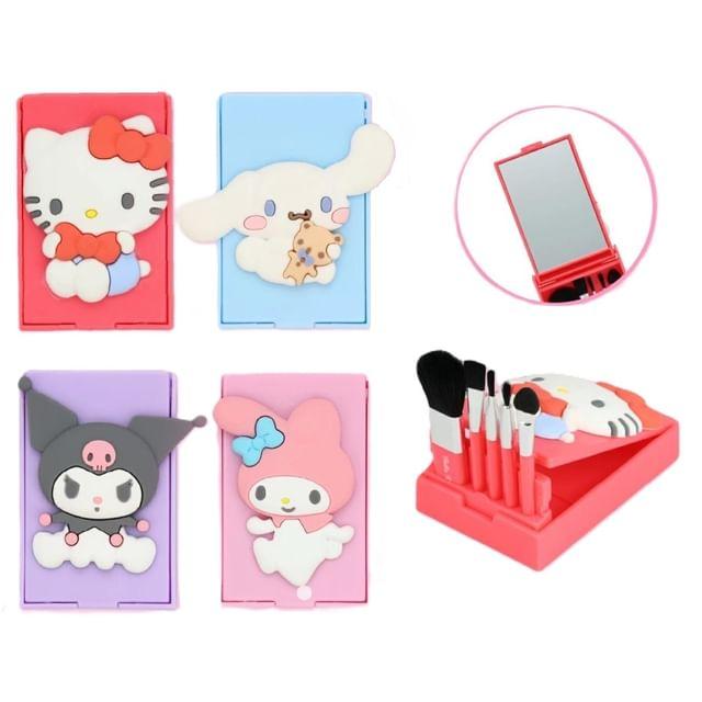 

SHOBIDO - Sanrio Characters Mini Makeup Brush Set with Mirror (Set of 5) Kuromi (53 x 81 x 22mm)