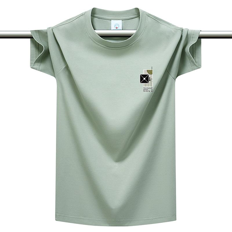 Plus Size Multi-color Men's Short Sleeve T-Shirt Heavyweight Cotton Casual Round Neck Tee