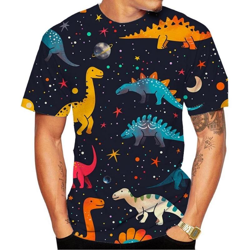 New Fashion Men/Women Kids HD Printed Cartoon Dinosaur Pattern T-shirt Street Style Unisex Novelty Fashion Top