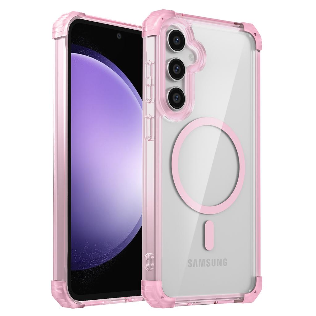 For Samsung Galaxy S23 FE Magnetic Case TPU+PC Clear Phone Cover with Thickened Corners