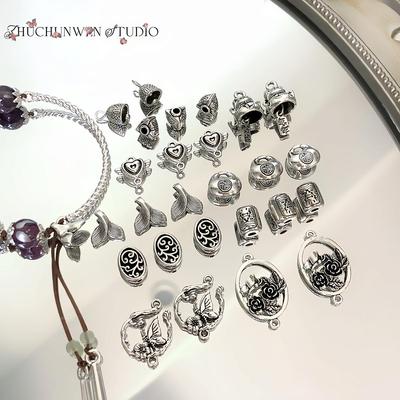 Retro Fishtail Feather Ruyi Lock Alloy Spacer Pendant for DIY Crafts