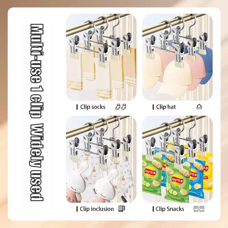 Stainless Steel Multi-Functional Hook Clip For Clothes Hangers And Wardrobes For Storing Trousers