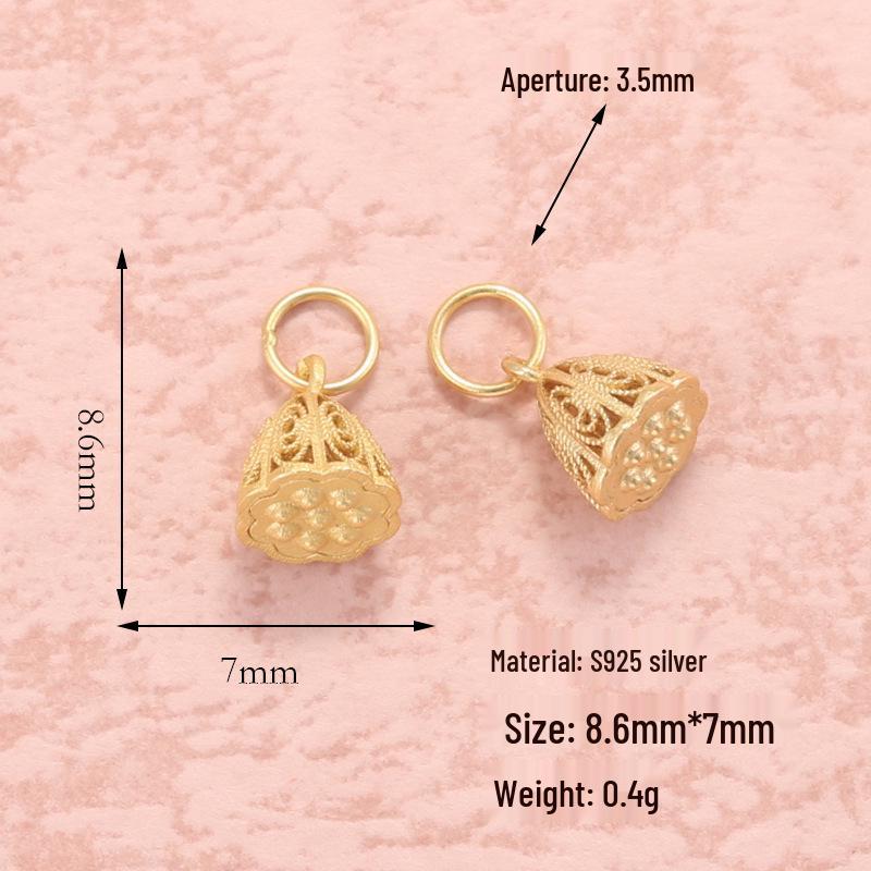 S925 Silver Tulip, Lily, and Lotus Seed Pod Dangle Pendant for DIY Bracelets & Necklaces