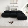 Modular Corner Sofa Without Assembly, Frameless, Made of Corduroy Fabric with Extra-Wide Armrests, 32D Padding for Living Room and Bedroom, Black