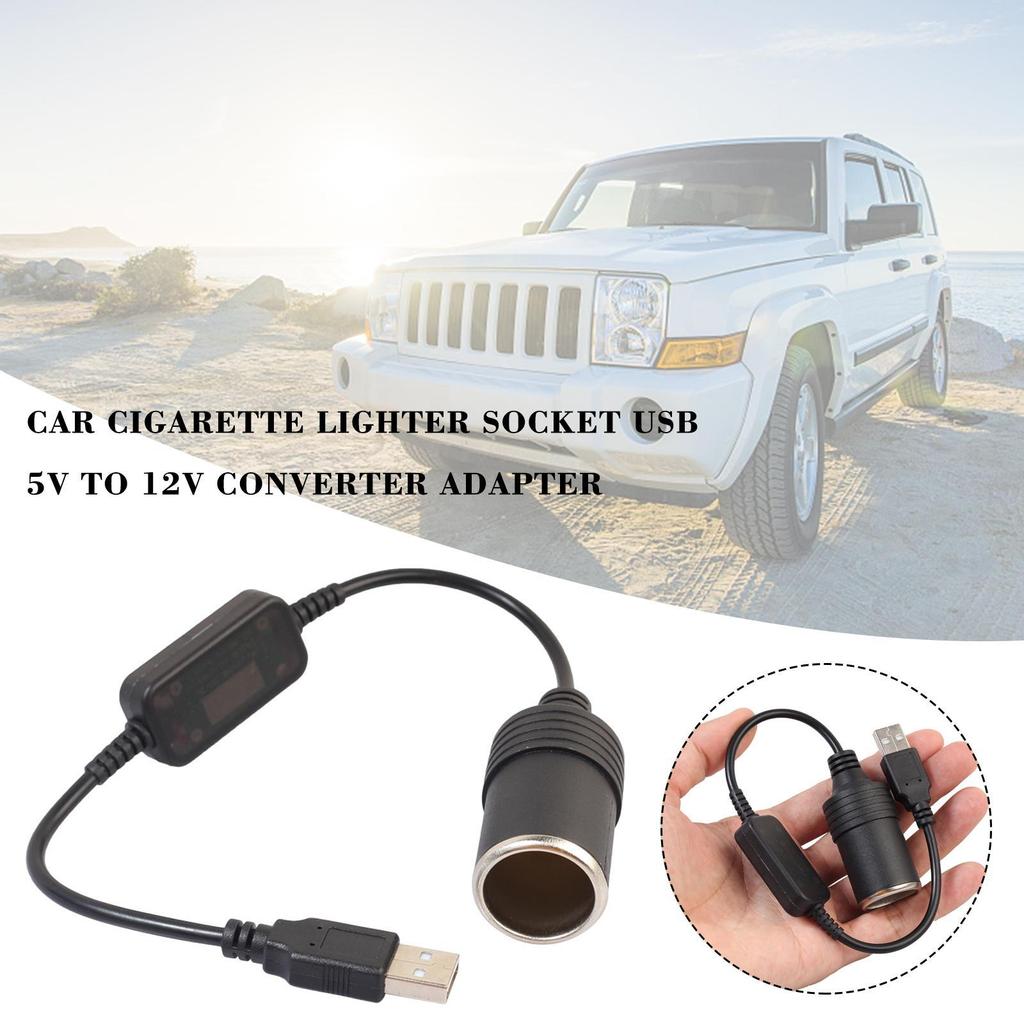 1Pcs 5V 2A USB DC To 12V 60W Car Cigarette-Lighter Socket Female Power Converter Adapter Cable For Electronics Auto Accessories