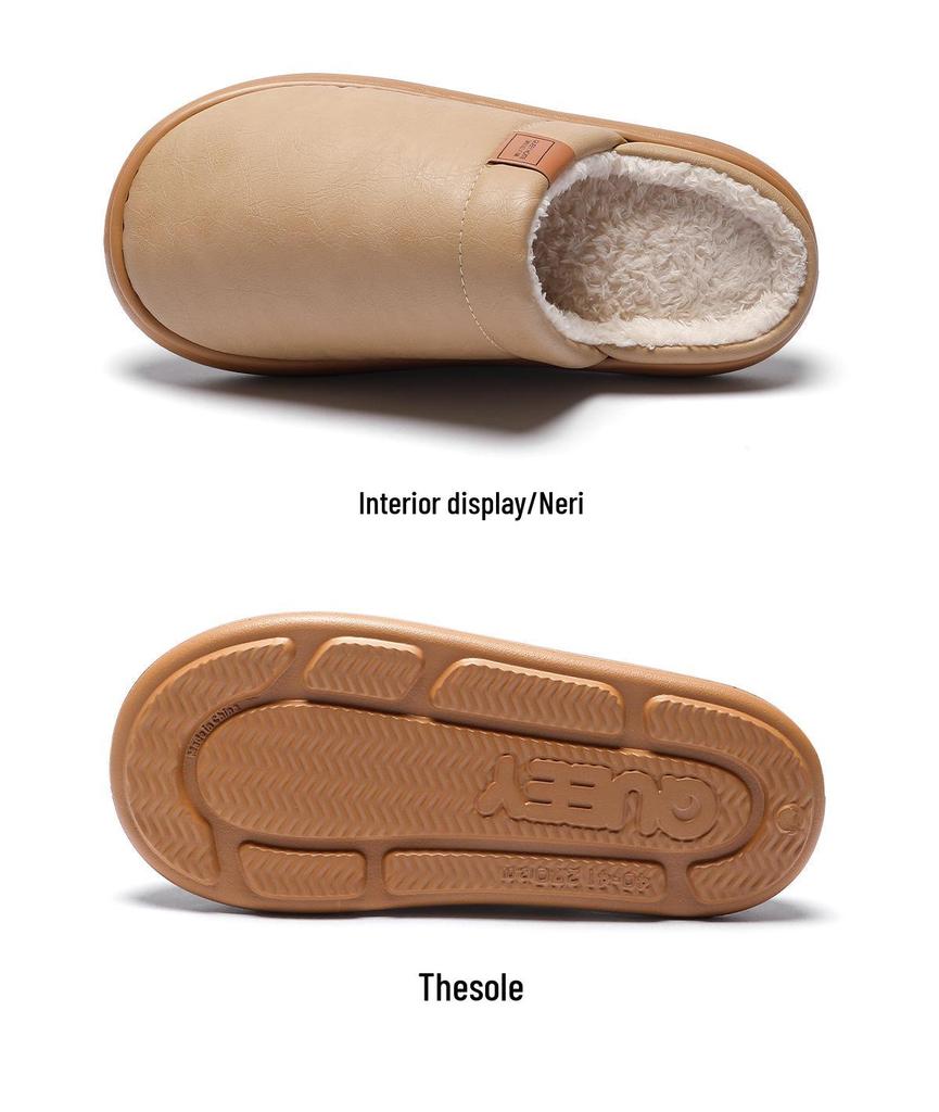 2025 New Unisex Cotton Slippers - Thick Bottom, Plush Lining, Non-slip, Waterproof for Indoor Autumn/Winter Wear