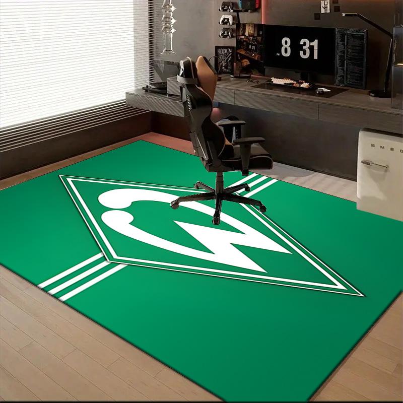 Green Werder Symbol Rug for Living Room, Game Rooms, Office, Bedroom, Office Floor Mat Playful Design, fan gifts Christmas decor