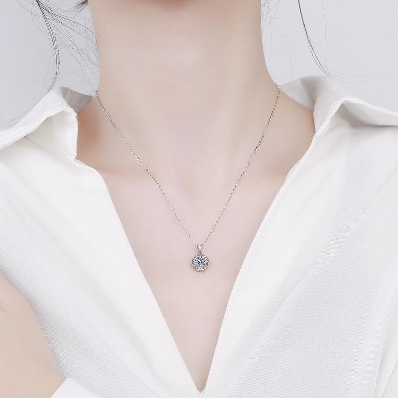Tancise S925 Sterling Silver Moissanite Colier cu pandantiv cu personalitate de lux Colier clasic Tide pentru femei Colier Cadou de petrecere