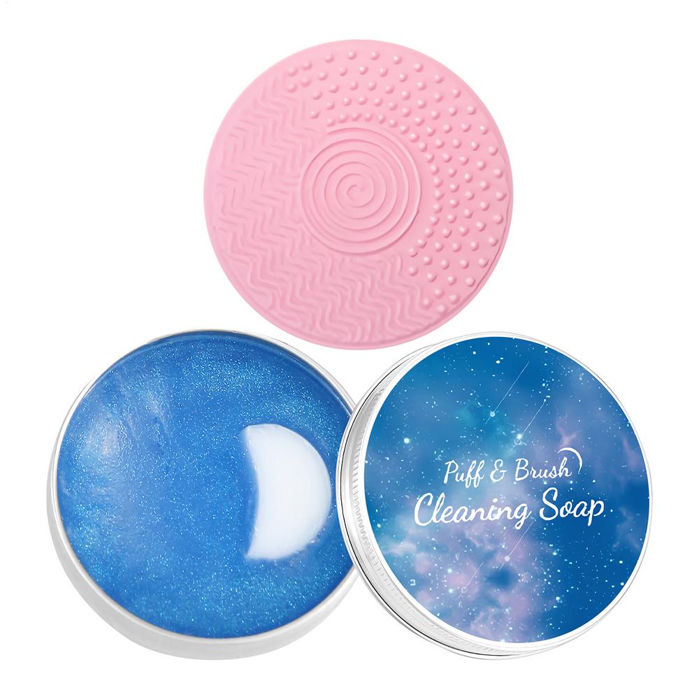 Makeup Brush Cleaner Soap With Silicone Mat Deeply Cleans Soap Makeup Sponges Cosmetic Cleaner Makeup Brush Cleaner tools