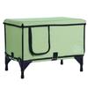 Elevated Heated Cat House Cuboid Kitty Shelter with Heated Pad Green (M)