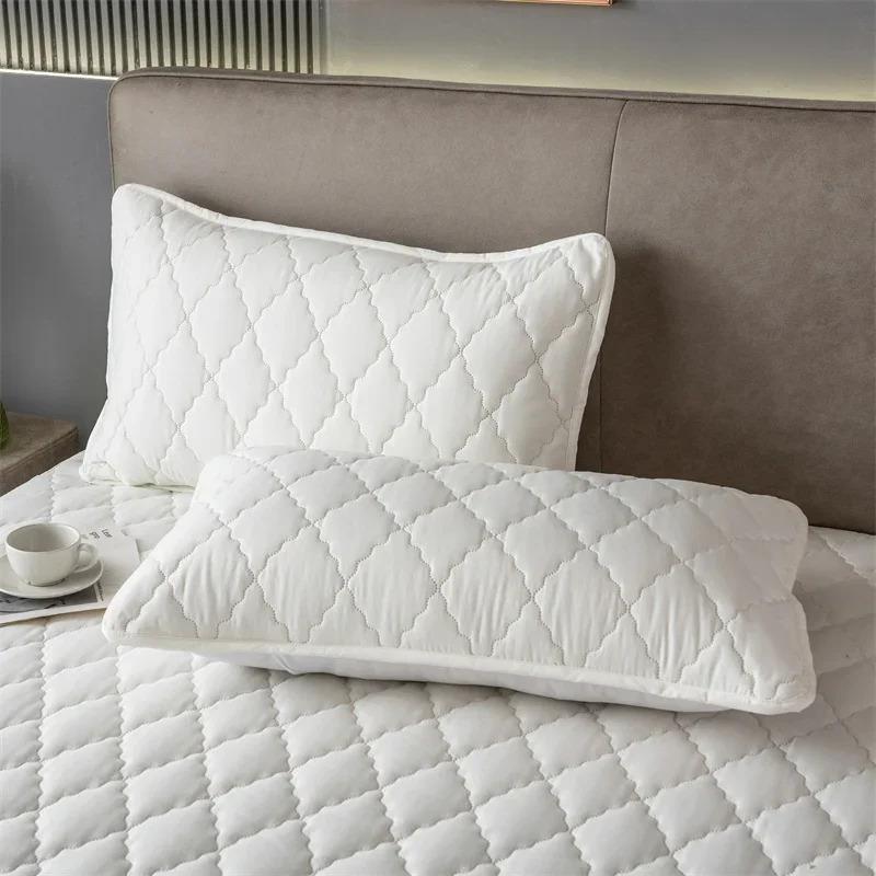 1pc Solid Color Quilted Sandwich Pillow Core Protector Cover, Not Include Pillow Core,Removable Washable Pillowcase