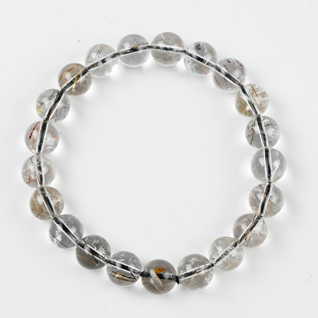 Eigado Red Rutilated Quartz 21 Inner Natural Power Good Fertility Bracelet, Beads, 9mm, Diameter Approx. 16cm, Stone, Stone, Luck, Amulet, Fortune,