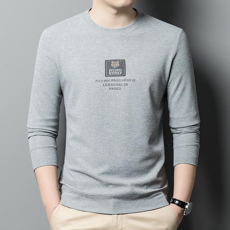 Spring and Autumn New Men's Round Neck T-Shirts for Young and Middle-aged Casual Trendy Sweaters Bottoming Shirts