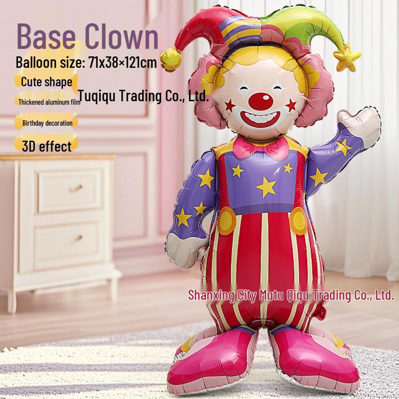 Clown Foil Balloon Display for Kids' Birthday Party Decoration