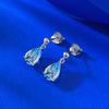 Water Drop Sea Blue Earrings Women'S 7 * 10Mm Pear-Shaped Diamond Colored Treasure Ear Jewelry