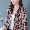 Large Size Shirt Women's Fashion Polka Dot Chiffon Shirt Loose Mid-length T-shirt Top Summer Sun Protection Clothing