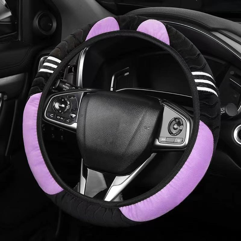 Cartoon Monster Plush Car Steering Wheel Cover - Cute & Creative Design