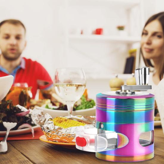 Grinder with Clear Top 4-Layers Hand Swing with Drawers Herb Spice Grinder Durable Easy Storage Home Kitchen Supplies