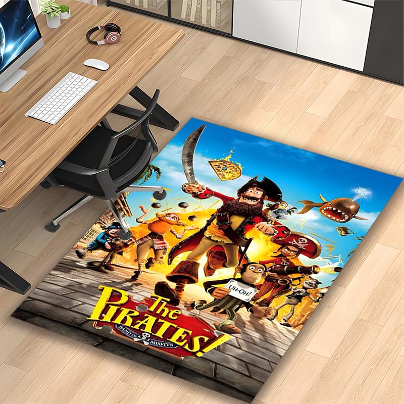 1pc Area Rug Appropriate for Office, Pirate Cartoon Crew Carpet, Versatile Printed Chair Rug, Durable Home Sofa Carpet