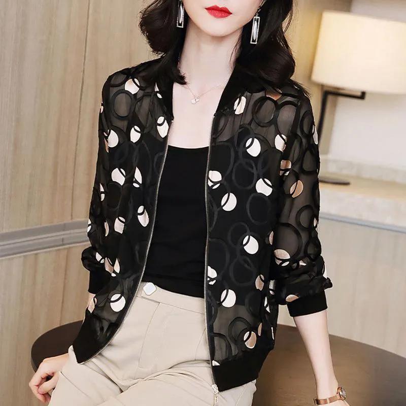 

Шифоновая верхняя одежда с длинными рукавами для женщин, весна-лето, одежда большого размера, универсальная УФ-защитная короткая солнцезащитная одежда для женщин 4XL