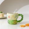 Hand-painted Relief Gourd Ceramic Cup Aesthetic Value, Breakfast Large Capacity, Cute Oatmeal Mug, Home Drinking Wate Drinkware
